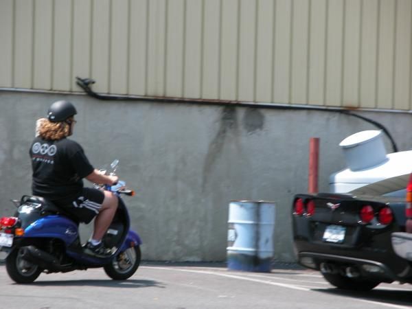In `07 we rode to Orange County Choppers and Mikey rode in on his scooter.  He's a VERY friendly per