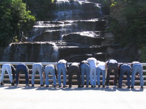 Me and my buddies from Saginaw, MI at Hector Falls in upstate NY.  We call ourselves OFOB (Old Farts