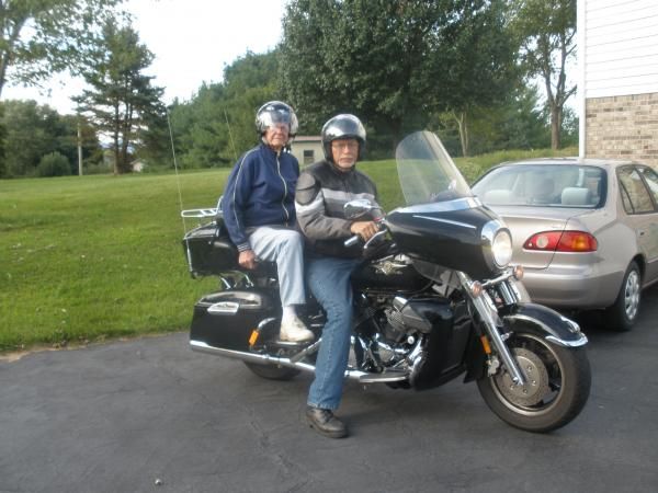 My dad as passenger, 1st ride at age 84, 9/2011