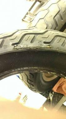 My buddy pulled this Dunlop off a Harley...actually dropped in the tire mold at the factory.
