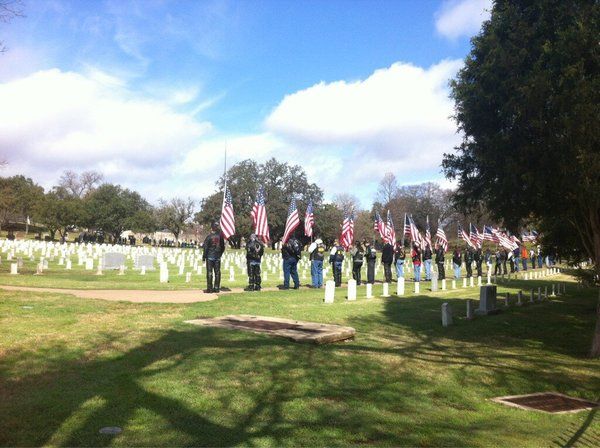 Navy Seal Chris Kyle's funeral in Austin, TX. PGR flag line.