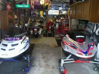 the man cave. winter prep the sleds