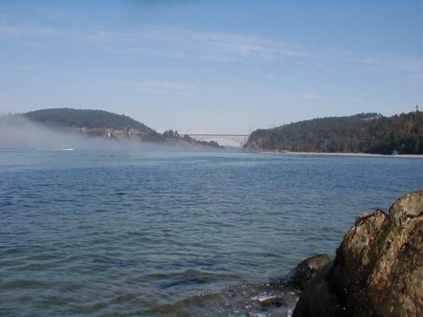 From the west side lookingeast at Deception pass Whidbey Island