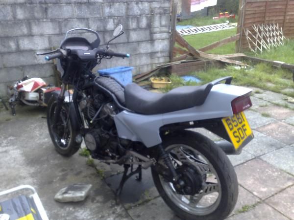 Honda VT500E, repaired and primerd back panel, it had a pair of horrible indicator lenses on the bac