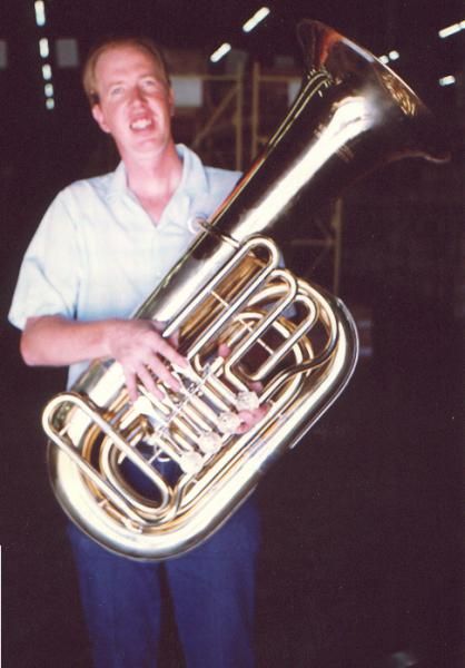 This is a Yamaha 641 "pro model" B-flat tuba. Fortunately, it belongs to our local junior 