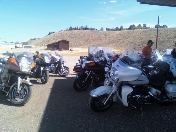 Bikes converging for a BBQ