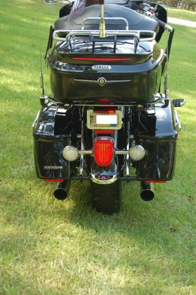 Rear view...100 LED tail light, LED on top of touring pack and LEDs under saddle bags.  Knight rider