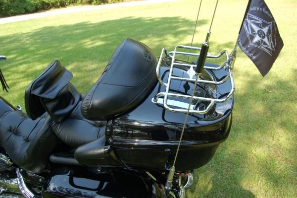 Luggage rack and flag.