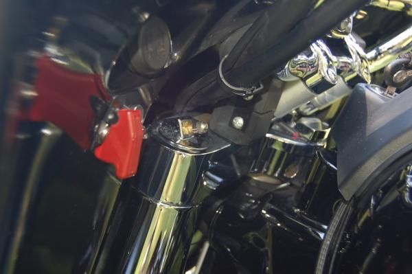 Baron handle bar risers..Notice I intalled the orginal rubber to secure front fairing.