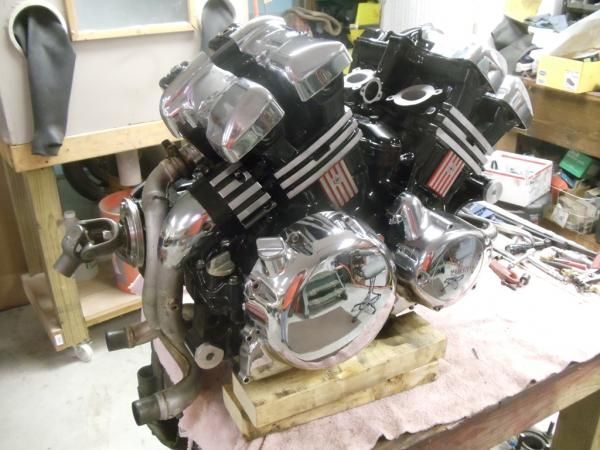 1st gen 1300 motor with VMax heads. Probably never been done before 2nd gen side covers & valve 