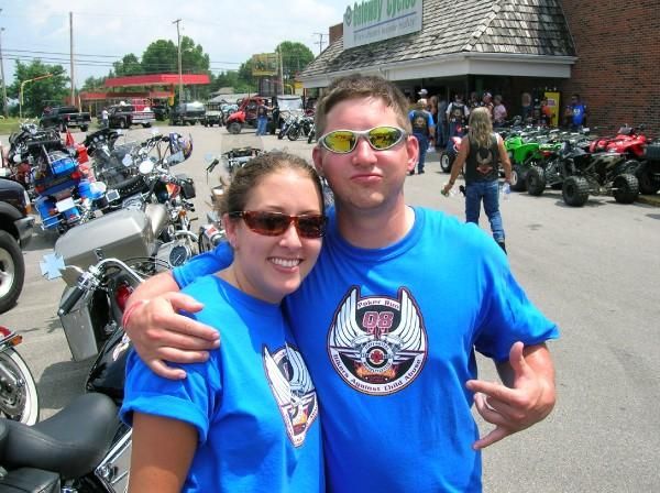 me and my good friends wife at a fire and iron ride against child abuse