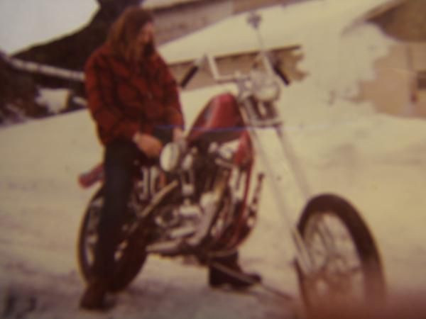 This photo was way way back around 1974. Is that really me with my 1970 custom sportster. Bike and l