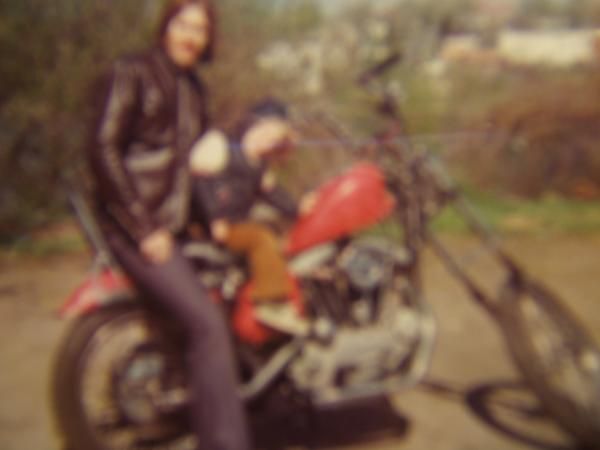 My son, now 38 years old, and me on my 3rd motorcycle, a 1968 Sportster, ele start only, was a good 