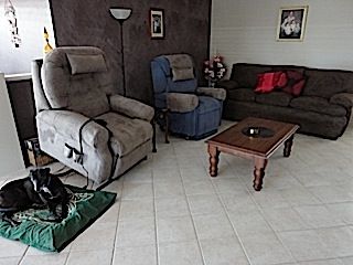 Our recliner/lift chairs...and the dog!!