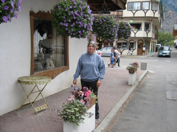 First Overnight Motorcycle Trip.  My girlfriend (future wife) walking around Leavenworth and trying 