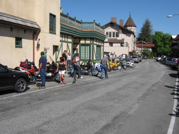 Some of the bikes in Leavenworth.  Parking is always at a premium in this town.  Bikes were everywhe