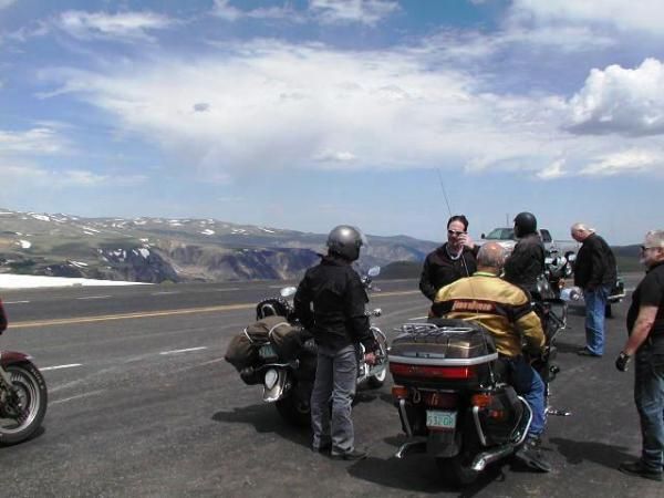 Beartooth Highway - VentureRiders at the top. 
L to R Helmet Head, Marvin, Brian, Rod, Jack, Stewar