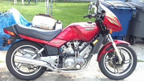 1982 Yamaha XZ550 Vision, my half Venture...I have a Triumph TT600 shock on it and it handles really