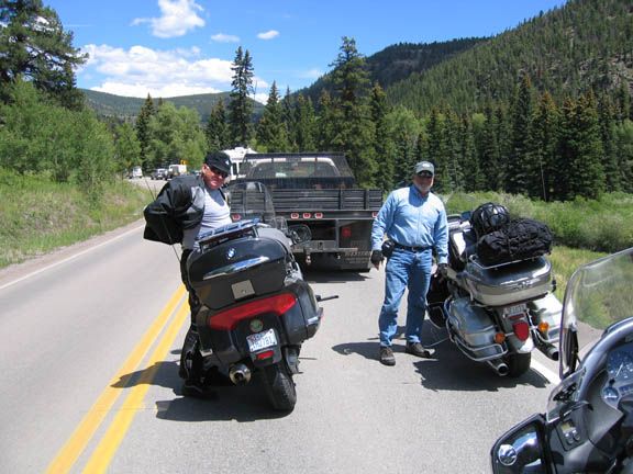 Stopped for construction near Wolf Creek Pass