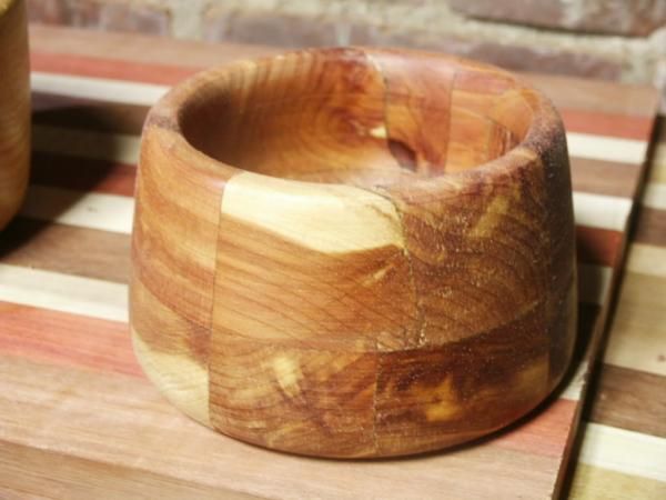 glued up a bunch of blocked of cedar and made a bowl out of it..