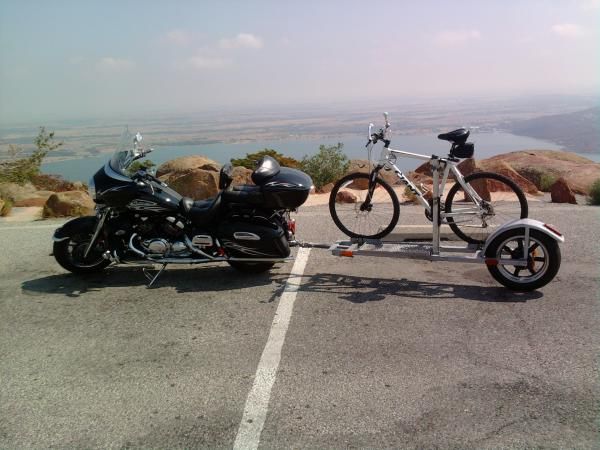 2010 Venture pulling my new trailer with my Giant Roam 1 bicycle on top of Mt. Scott in Oklahoma